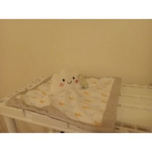 Pearhead Cloud Rain Drops Lightning Bolts Security Blanket Lovey Plush Satin NEW